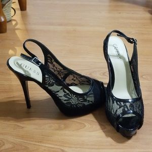 **PRICE DROP** Black lace heels